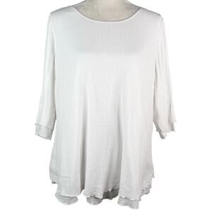 Soft Surroundings Siesta Key Tunic White Large Gauze Layered